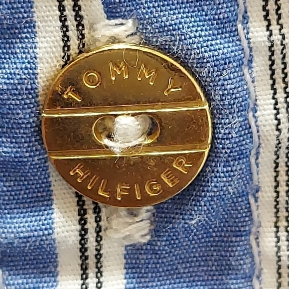 Tommy Hilfiger Blue/White Stripe Button Up Monogram, Large - Picture 4 of 10
